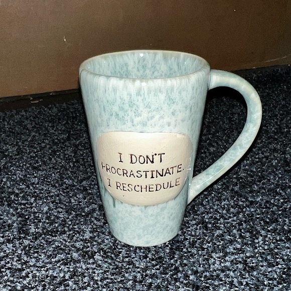 Other - 3/$15 I Don’t Procrastinate I Reschedule Motivational Light Blue Marbled Mug